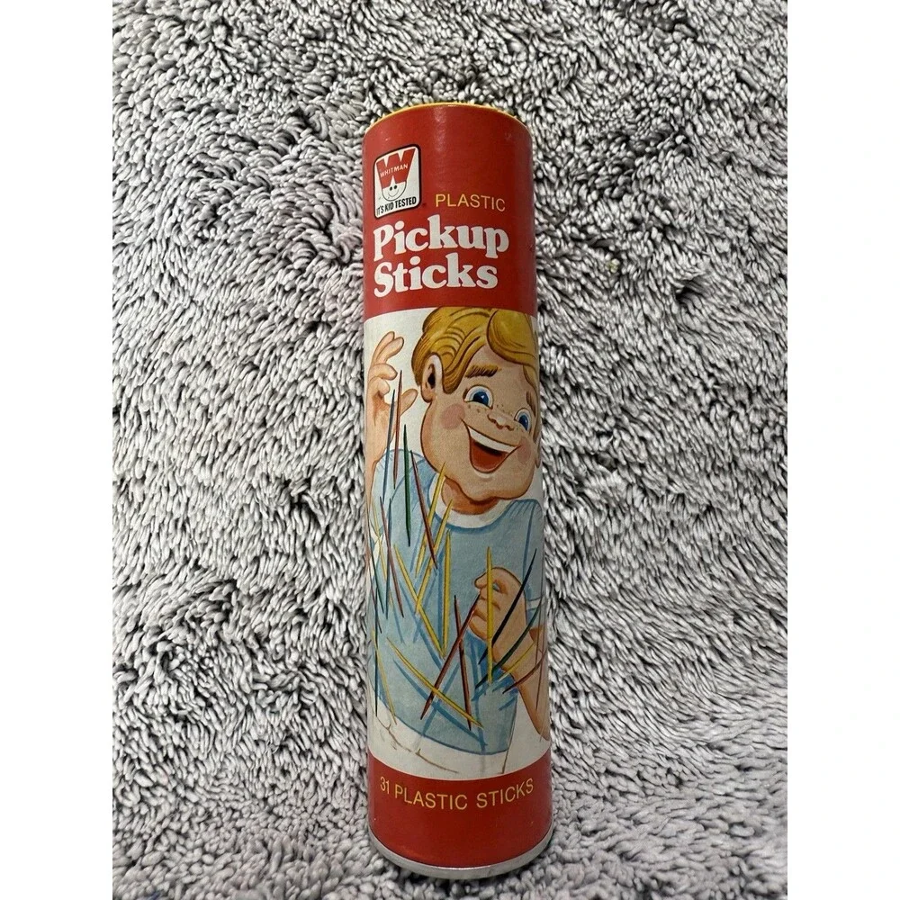 Whitman Pickup Sticks Vintage 1975 Game Original Box 30 plastic sticks Price Tag